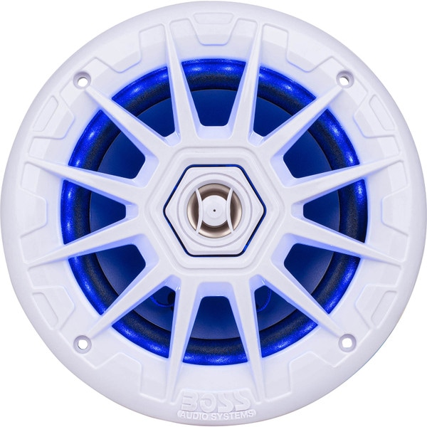 Main product image for BOSS MRGB65 6.5" 2-Way 200W Full Range Marine Speaker with RGB LEDs Pair White 265-4087